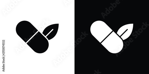 Bild auf Leinwand Herbal capsule icon lineart symbols pack. EPS10