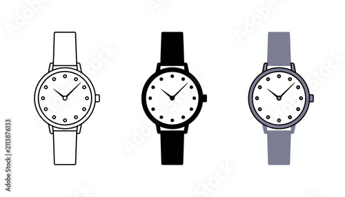 Slika na platnu Wristwatches presented in three distinct styles showcase a variety of classic timekeeping designs
