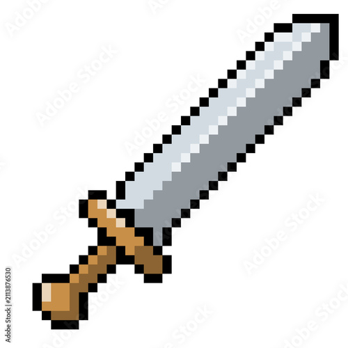 Foto 8-bit or 16-bit retro fantasy pixel art broadsword sword
