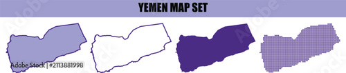 Valokuva A collection of four different stylized map designs of the country of yemen disp