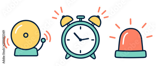 Fotografija Alarm colorful doodle set