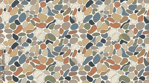 Bild auf Leinwand Abstract stone pebble mosaic pattern in earthy tones
