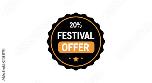 Black and orange festival offer discount badge sticker