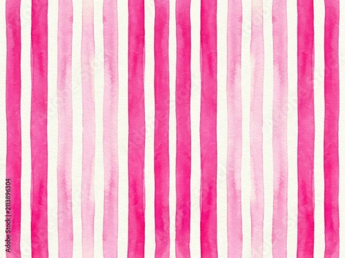Pink and white vertical stripes watercolor pattern, abstract background, feminine design