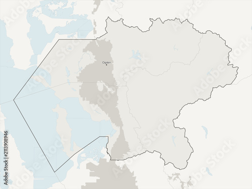 Εκτύπωση καμβά Ogden metropolitan area vector map with county boundaries, urban footprint and h