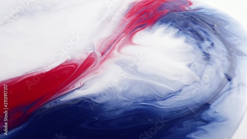 Red White and Blue Liquid Paint Mixing and Swirling