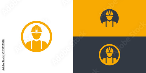 Construction worker, engineer, hard hat, silhouette, icon