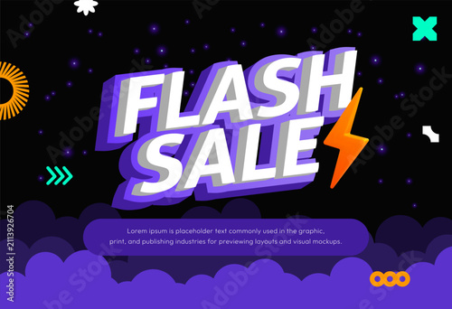 Flash Sale with night background design template