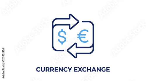 Currency Exchange Icon with Dollar and Euro Symbols.