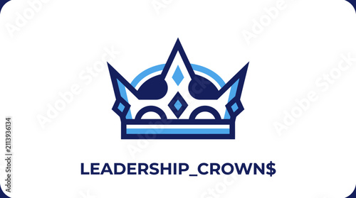 Billede på lærred Blue Crown Leadership Symbol Logo Design.