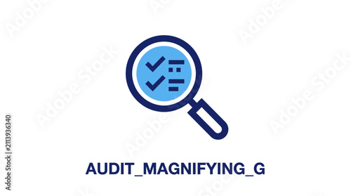 Foto Magnifying glass with checklist inside.