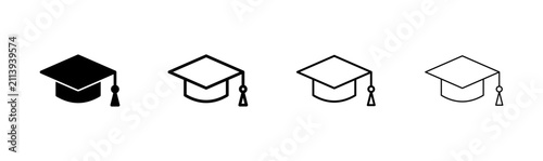 Education icon logo design. Graduation cap sign and symbol. Graduate. Students cap