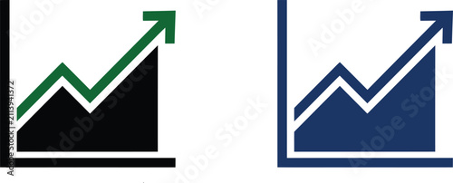 Two financial growth charts with upward arrows