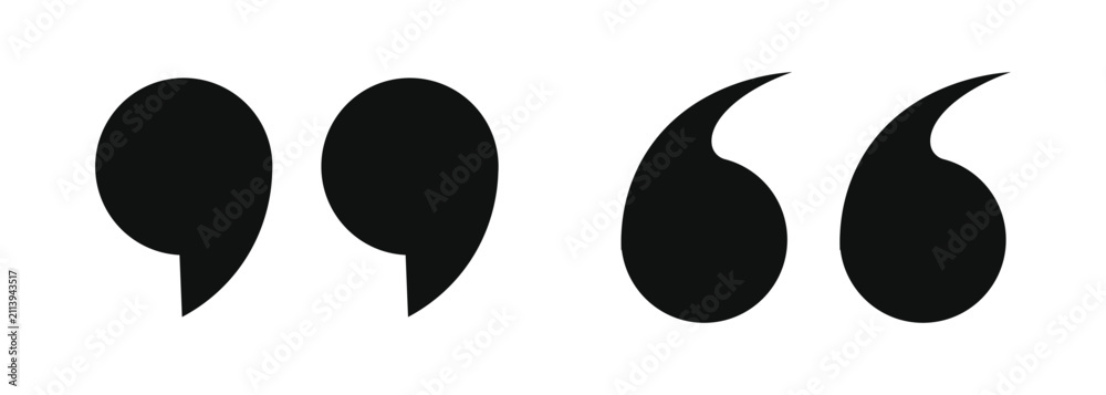 Fototapeta premium Quote mark icon set vector black quotation marks speech citation double comma design element for text message comment illustration