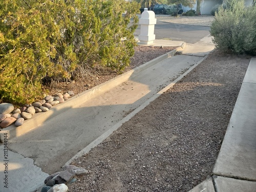 Concrete Drainage Channel through an Arizona Yard for Flood Control