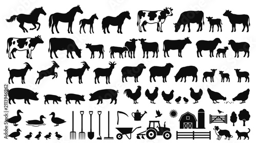 Farm Animal Silhouettes Collection