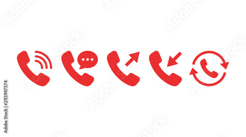 фотографія Red telephone call icons for communication interface design
