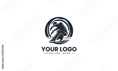 Black Image Vector Logo of Hip Hop Street Dancer, Dynamic Breakdance Performance Movement Art Isolated on White Background