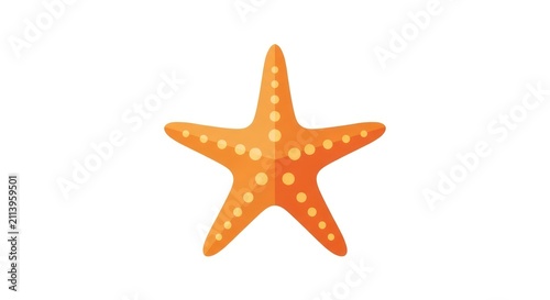 Vibrant orange starfish on white background.