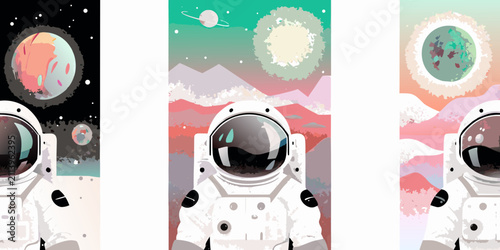 Bild auf Leinwand astronaut in space suit vector illustration with vibrant colors cosmos planet ga