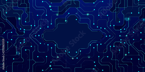 Cuadro en lienzo circuit board pattern on dark blue background technology electronics network dig