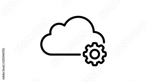 Cloud Settings Line Icon. Online Storage Configuration, Data Management and System Preferences Outline Vector Isolated on White Background