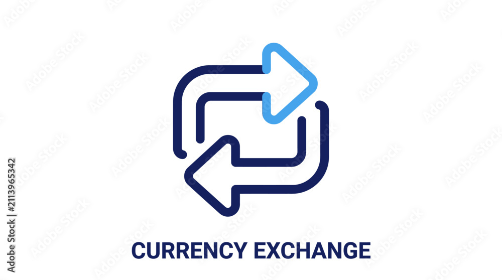Fototapeta premium Currency exchange logo with arrows.