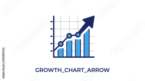 Fotografie Growth chart with upward trend arrow.