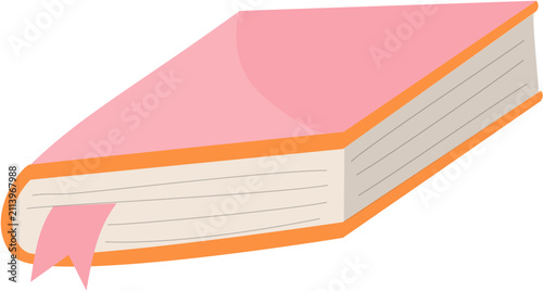 Foto Pink Hardcover Book with Orange Edges and Bookmark, Open for Reading and Learnin