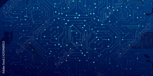 Bild auf Leinwand detailed dark blue circuit board pattern with glowing lines electronics technolo