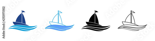 Foto Sailboat Icon Set Multiple Style