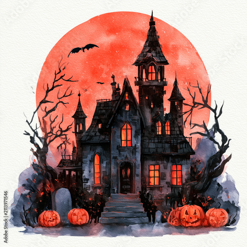 Halloween illustration in watercolor style 
