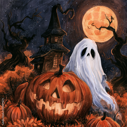Halloween illustration in watercolor style 
