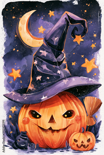 Halloween illustration in watercolor style 