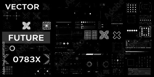 Bild auf Leinwand dense collection of sci fi technical elements vector sci fi futuristic geometric