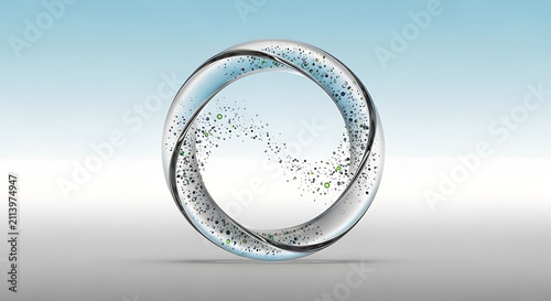 Glass Ring with Bubbles and Spiral Internal Pattern