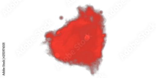 Photography Red Ink Paint Bleed Overlay, Isolated on Transparent Background