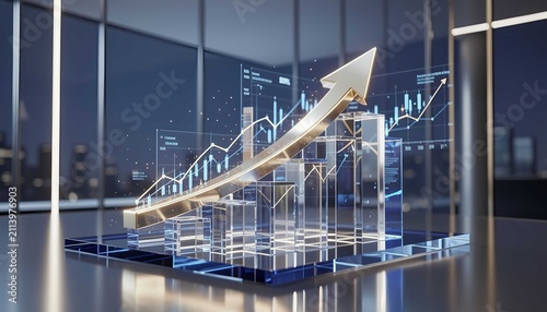 Futuristic financial technology concept showing strategic business growth and progress