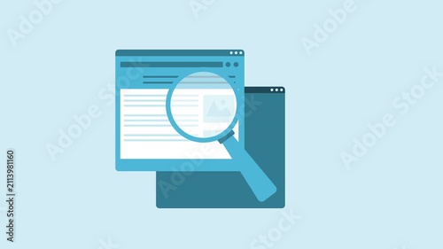 Website Content Search with Magnifying Glass 2d Animation with Alpha Matte