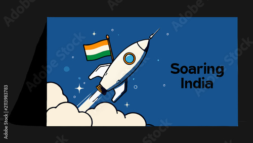 A rocket with the indian flag soaring high symbolizing indias progress