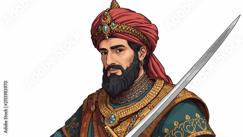 Sultan Saladin General Scimitar Medieval Islamic Vector Art