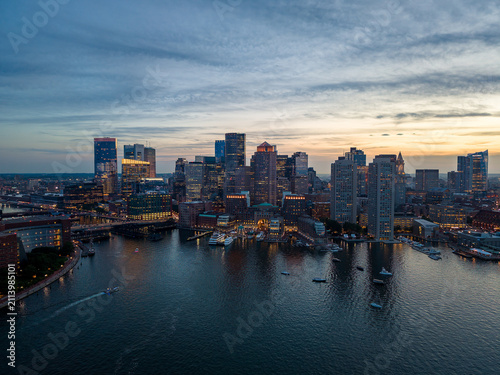 Boston skyline at night