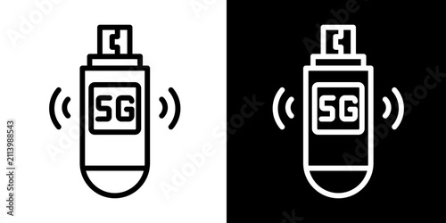 5G Usb Device Icon Set White Style Collection