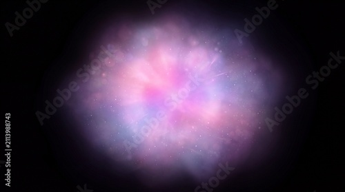 Abstract Pink and Purple Nebula Cloud Explosion on Black Background