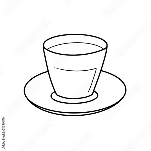 Fotografie Espresso Shot Coffee Cup Minimal Line Art