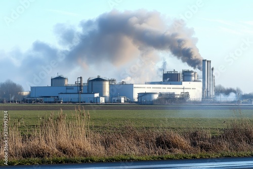 Industrial Factory Emitting Smoke into the Atmosphere