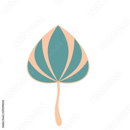 Abstract leaf shape with peach and teal colors