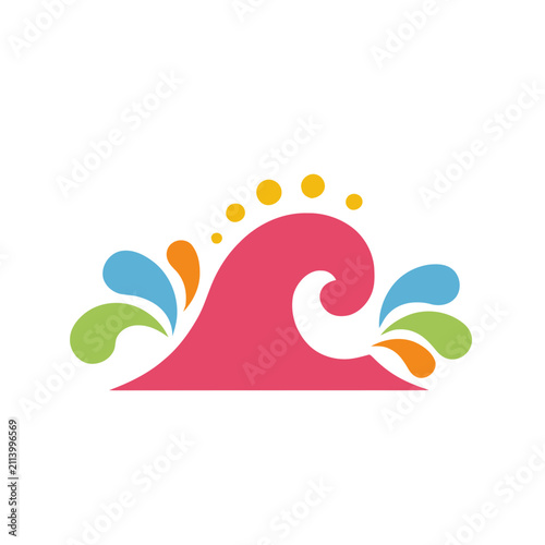 Abstract Wave with Colorful Splashes and Dots