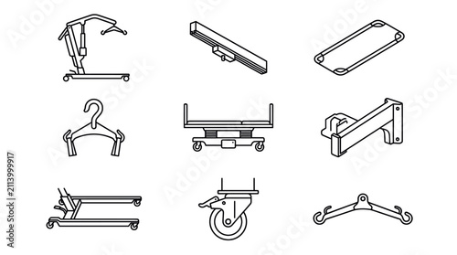 Patient mobility and hospital lift equipment icons