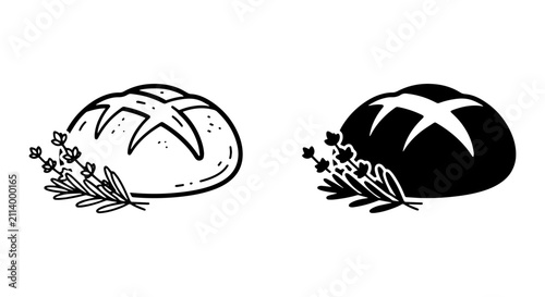 Artisan Bread Loaf Vector Icons, Rustic Bakery Elements, Fresh Baked Goods, Food Illustration